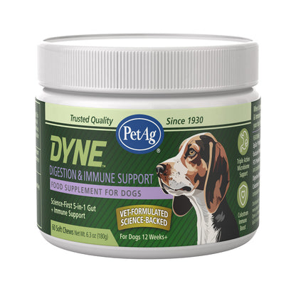 PetAg Dyne Soft Chews Digestion & Immune Support  Chicken Liver Flavored 60 Count