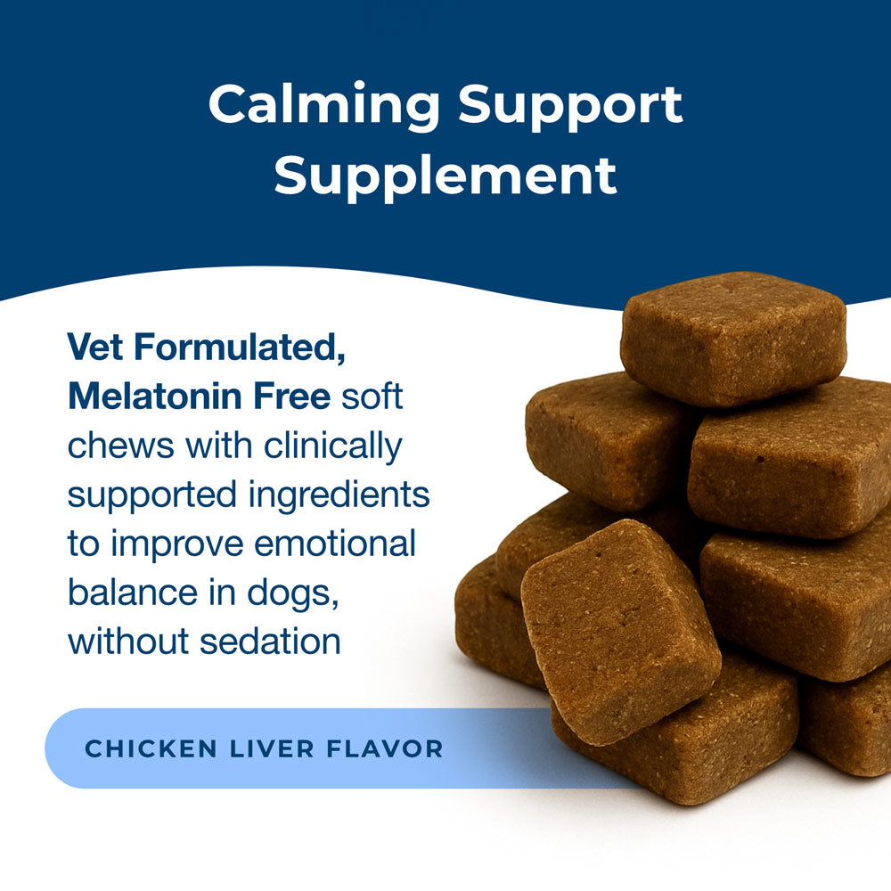 petag dyne soft chews calming support and stress relief from loud noises, travel & separation non-sedative, chicken liver flatvored, 60 count