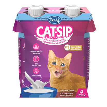PetAg Cat-Sip Real Real Milk Treat Ready to Feed Snack for Cats - 4 Pack