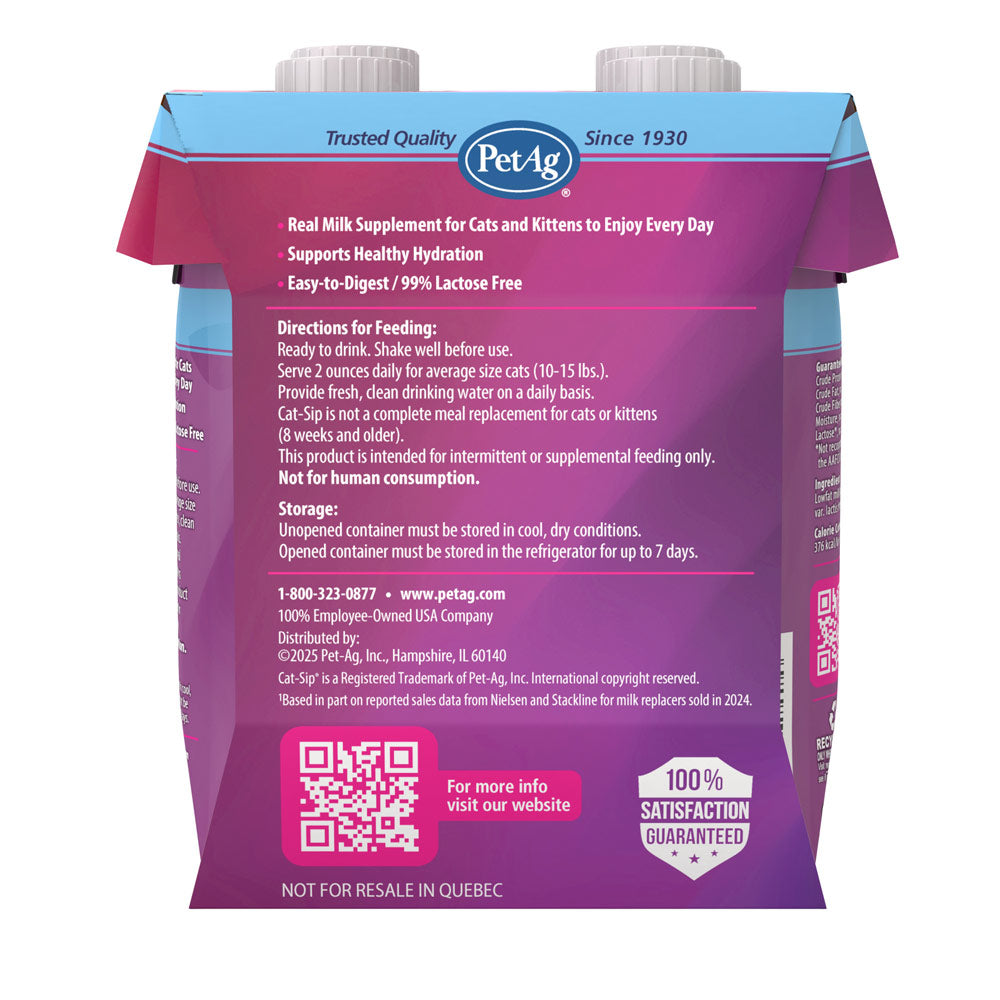 petag cat-sip real real milk treat ready to feed snack for cats - 4 pack