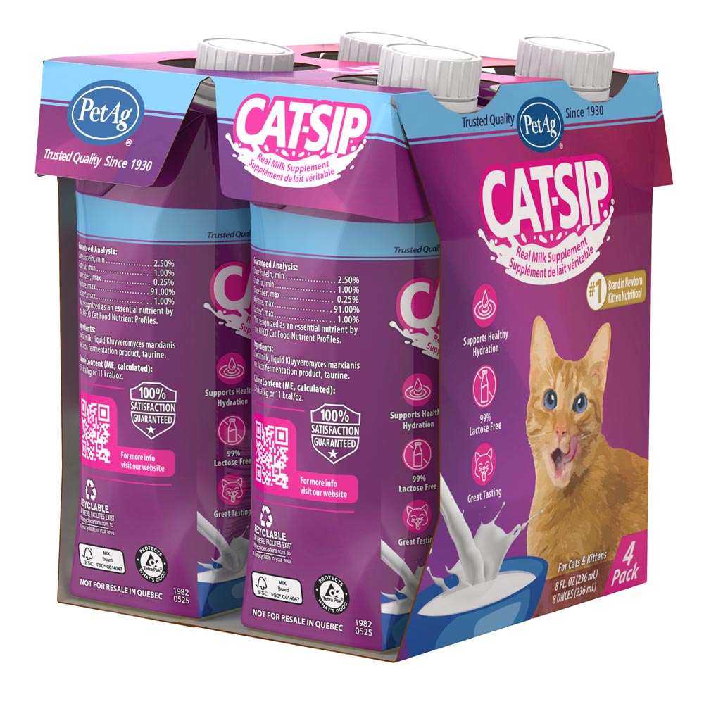 petag cat-sip real real milk treat ready to feed snack for cats - 4 pack