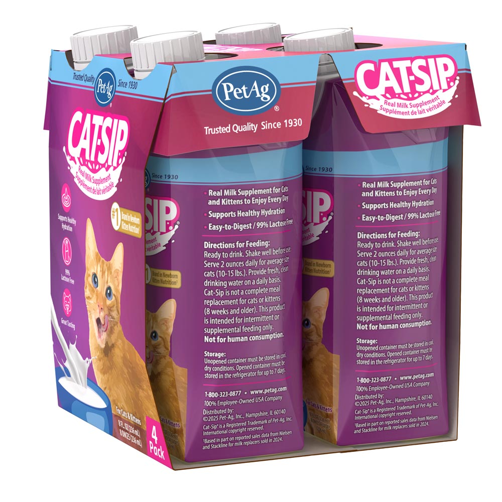 petag cat-sip real real milk treat ready to feed snack for cats - 4 pack
