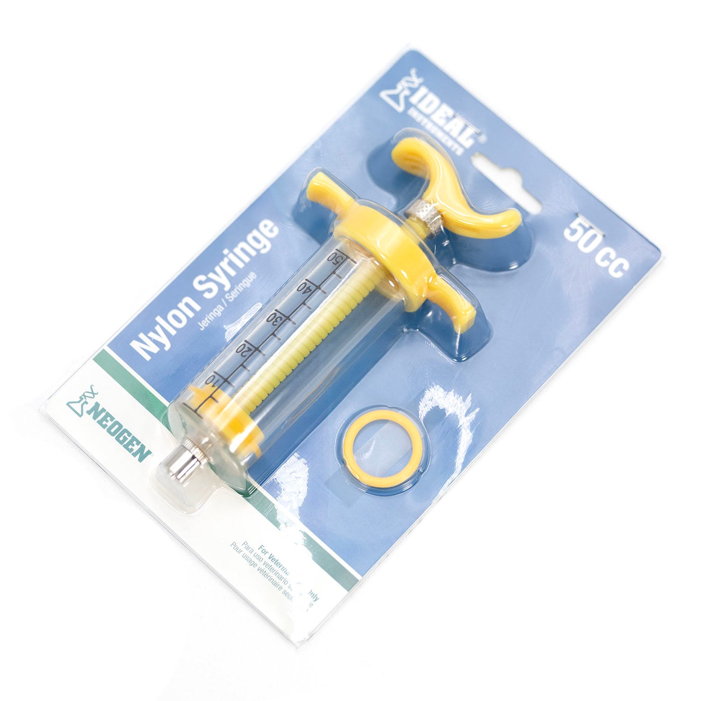 jeffers nylon veterinary syringe for livestock, horses, dogs & cats, reusable luer lock & luer slip animal feeding syringe, etched ml markings, autoclavable, 50 ml