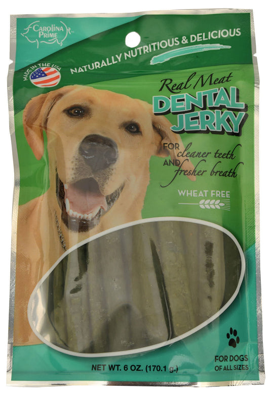 Real Meat Mint Dental Jerky 6 oz  – Wheat-Free Dog Treats for Clean Teeth & Fresh Breath