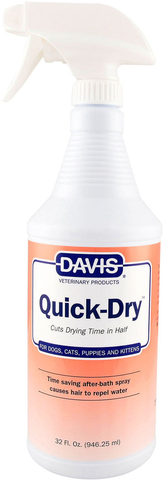Davis Quick-Dry Spray 32oz – Fast Drying, Non-Oily Coat Conditioner for Pets