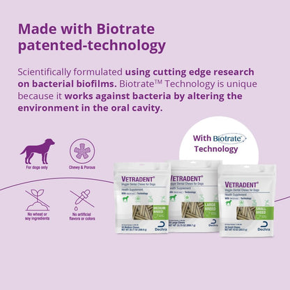 VETRADENT Veggie Dental Chews for Dogs - Medium