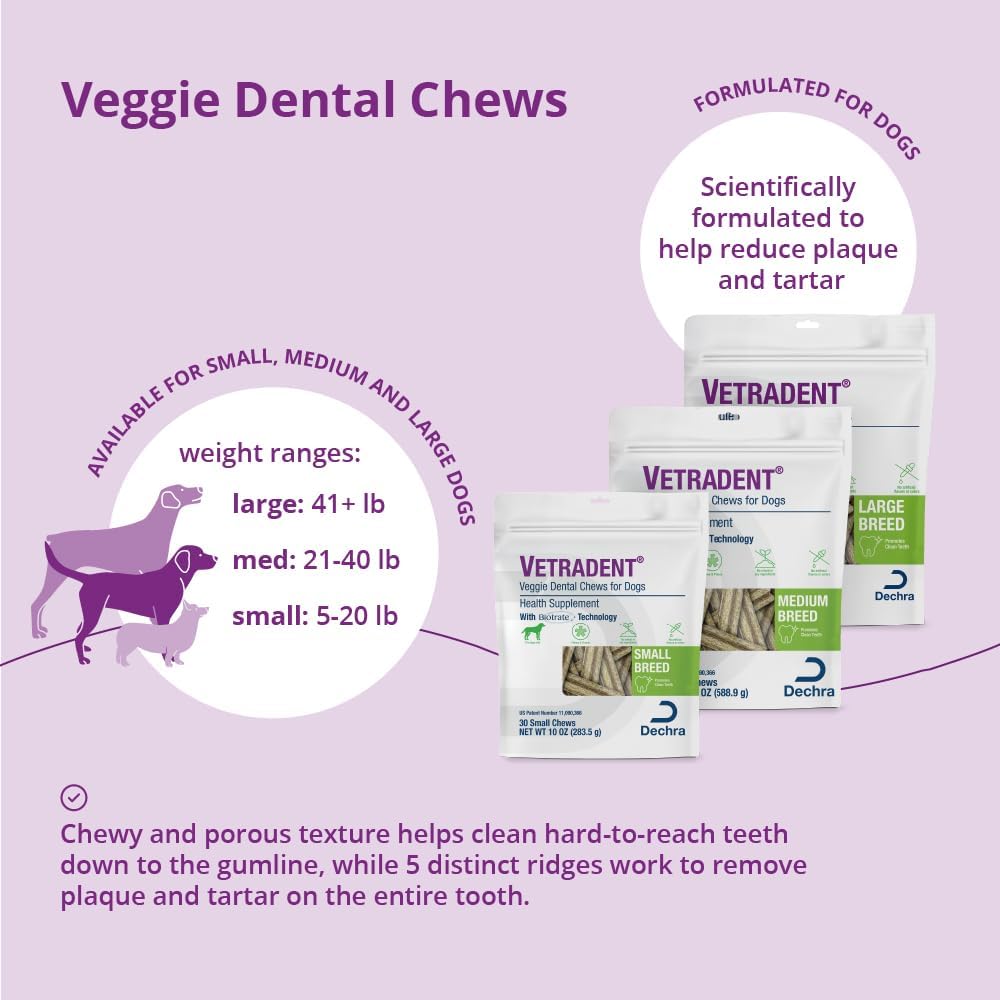 vetradent veggie dental chews for dogs - large