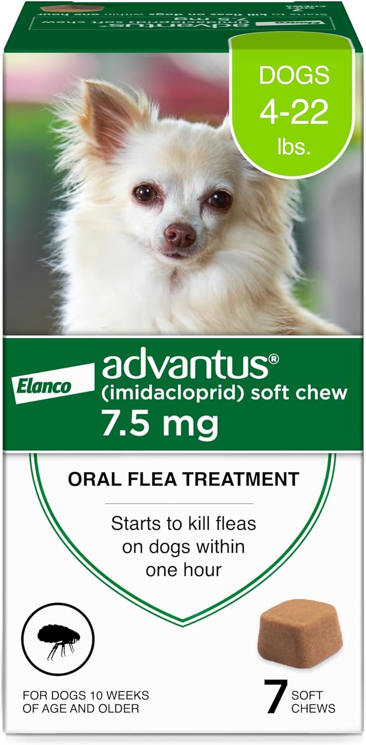 advantus soft chew for dogs 4-22 lb, 7.5mg, 7 count