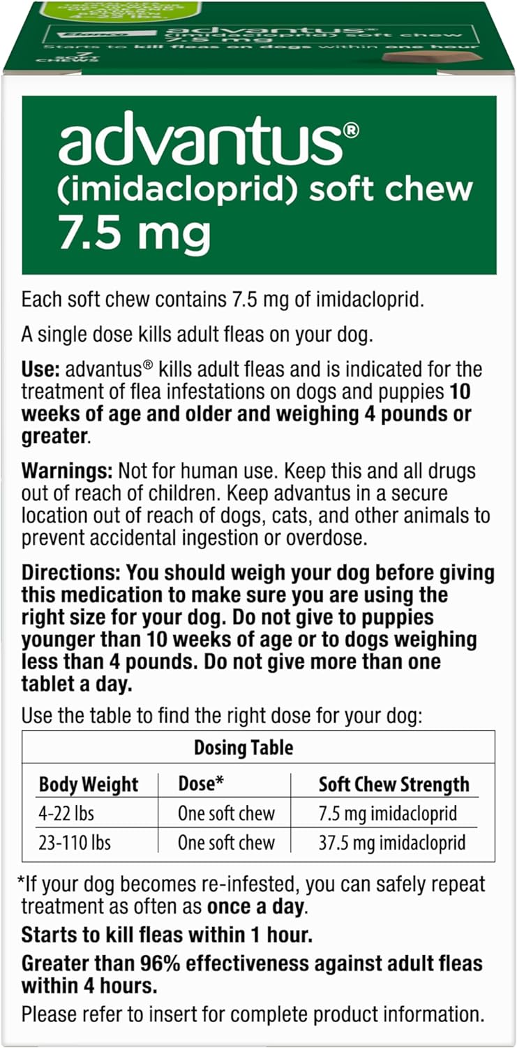 advantus soft chew for dogs 4-22 lb, 7.5mg, 7 count