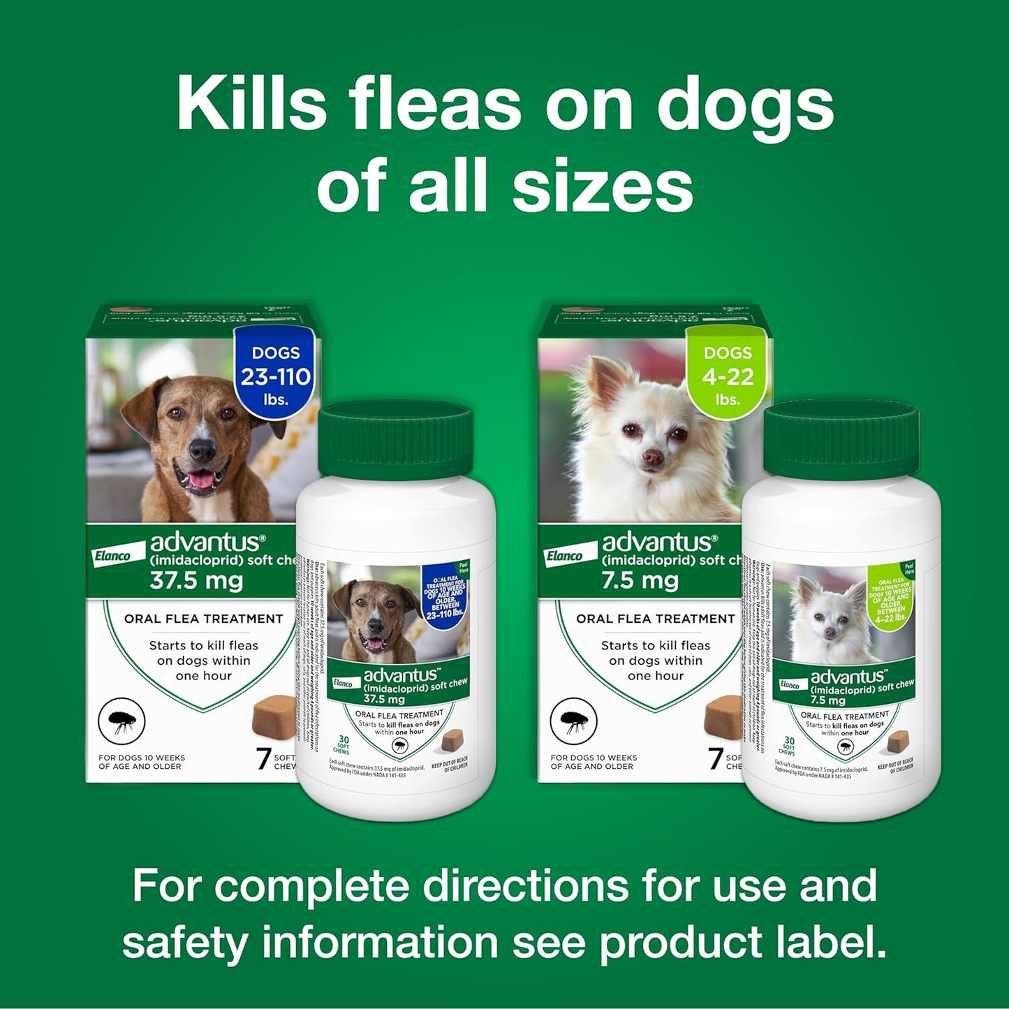 advantus soft chew for dogs 23-110 lb, 37.5mg, 7 count