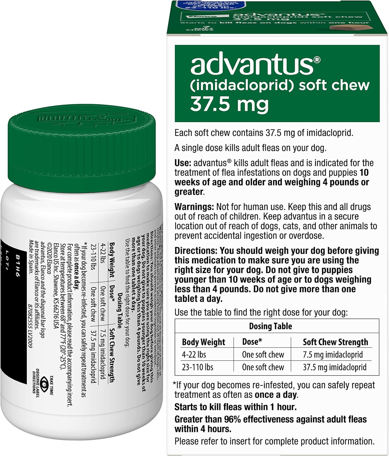 advantus soft chew for dogs 23-110 lb, 37.5mg, 7 count