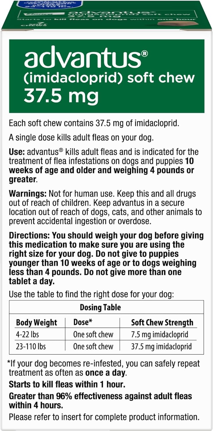 advantus soft chew for dogs 23-110 lb, 37.5mg, 7 count