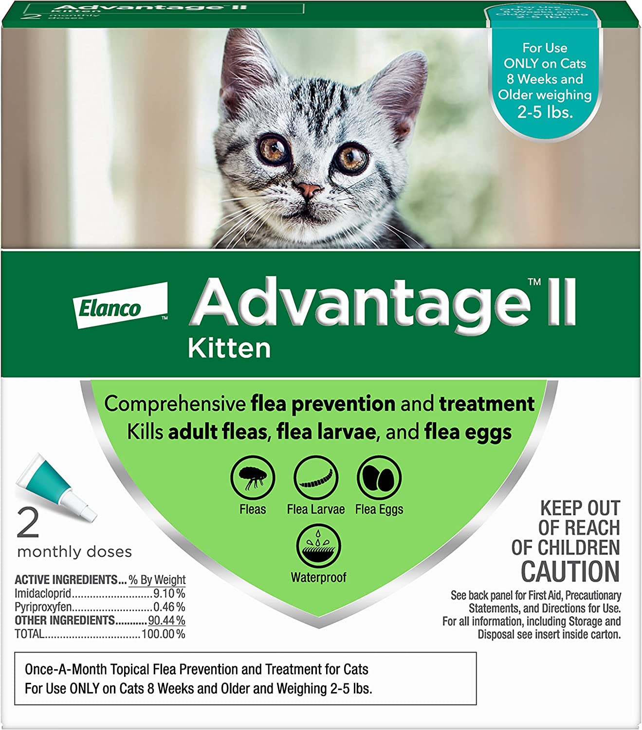 advantage ii for kittens 2-5 lb, 2 pack