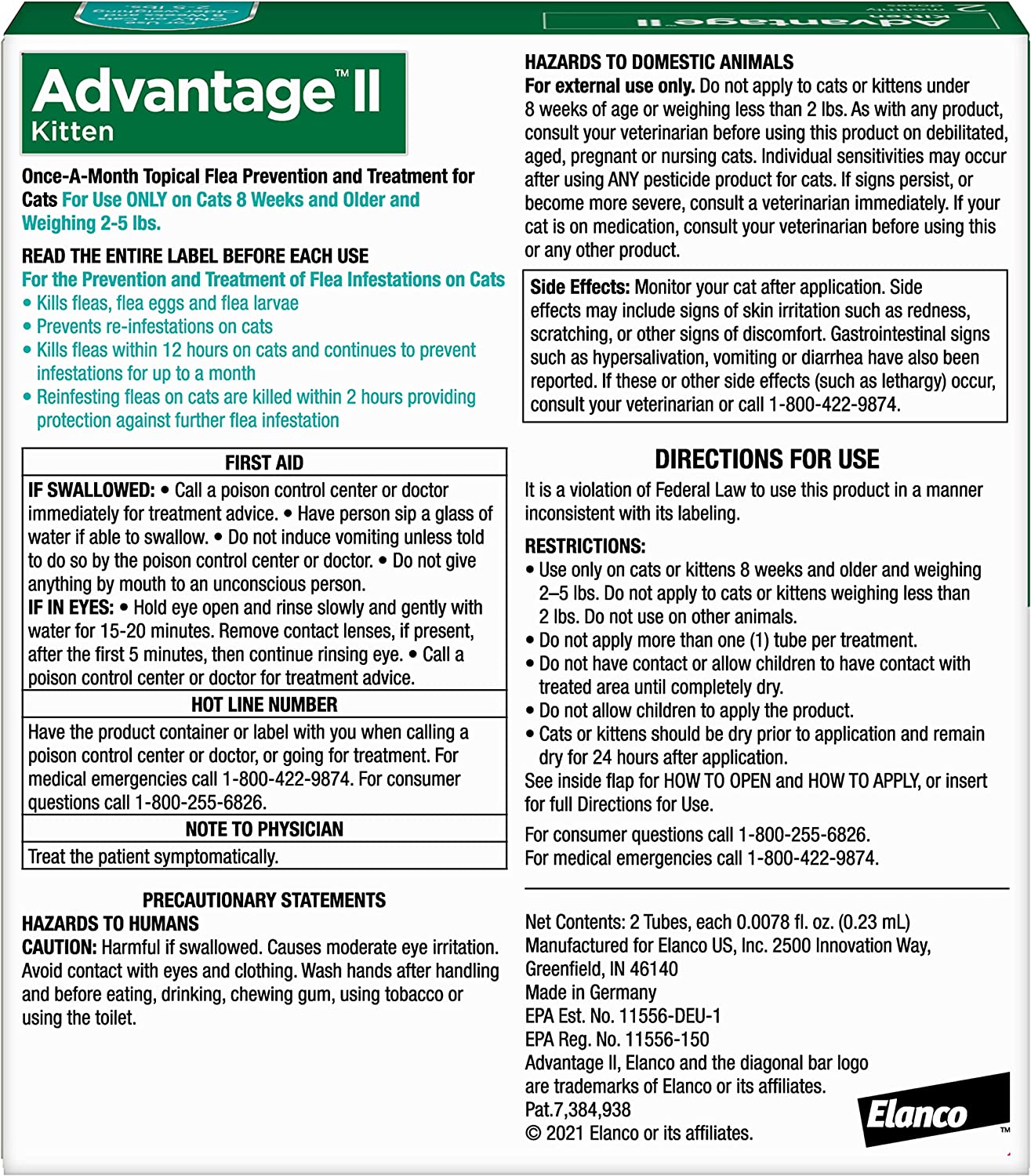 advantage ii for kittens 2-5 lb, 2 pack
