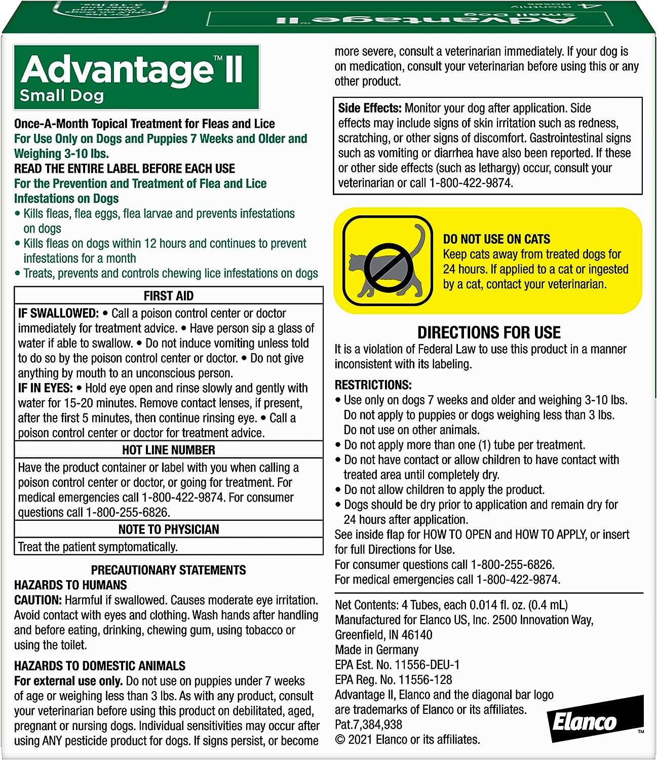 advantage ii dogs 3-10# - 4pk