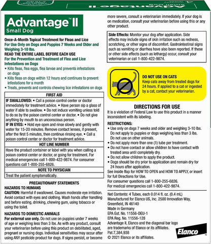 Advantage II Dogs 3-10# - 4pk
