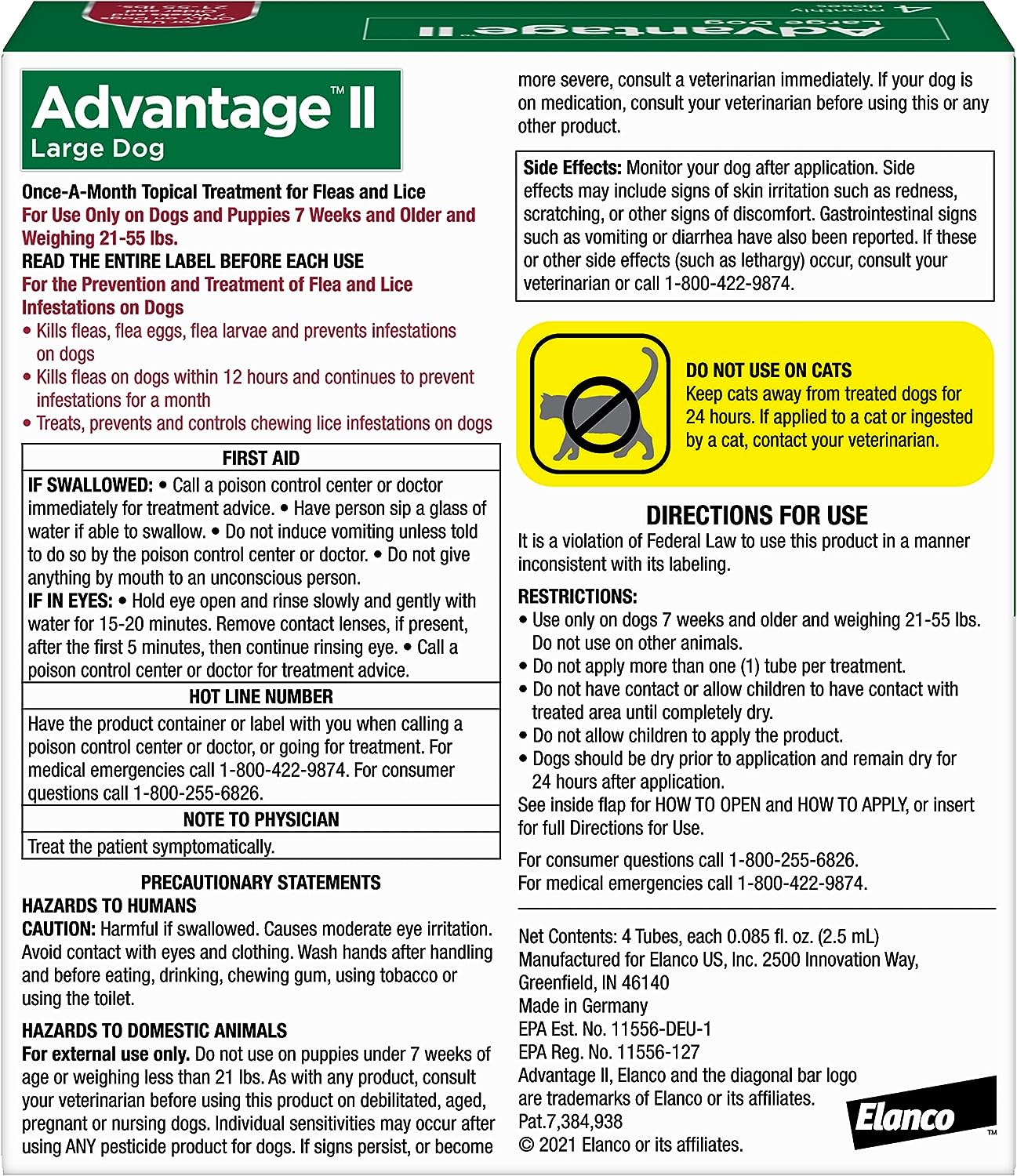 advantage dogs 21-55lb - 4pk