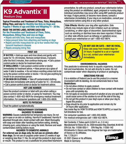 K9 Advantix II, Dogs 11-20 lbs, 2 pack