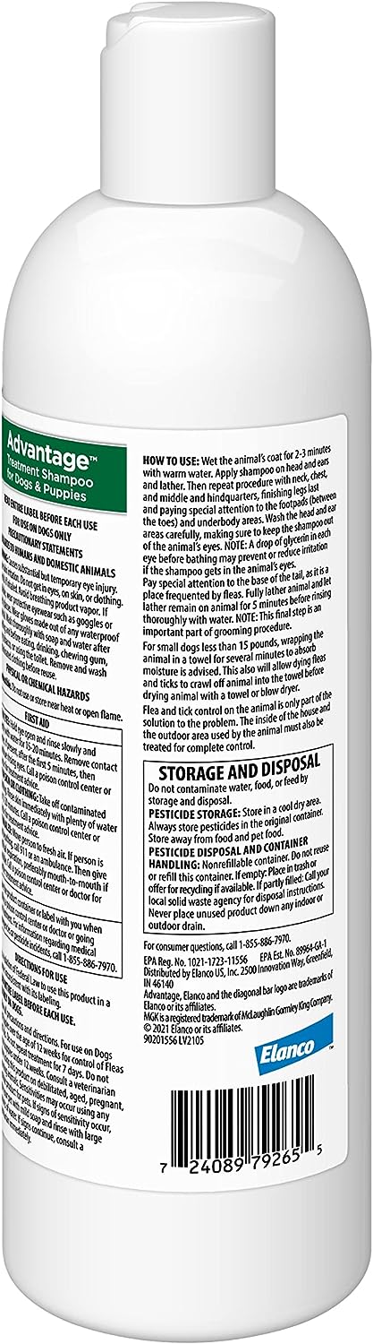 advantage treatment shampoo, dog/pup, 12 oz