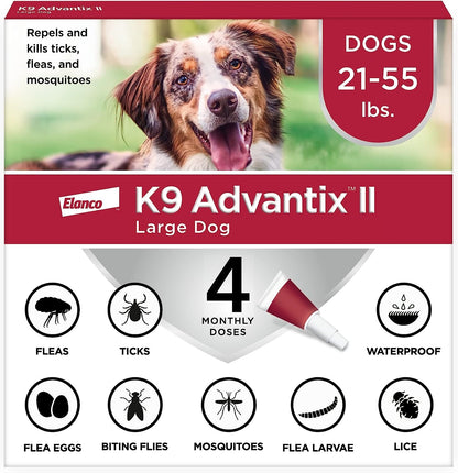 K9 Advantix II, Dogs 21-55 lbs, 4 pack