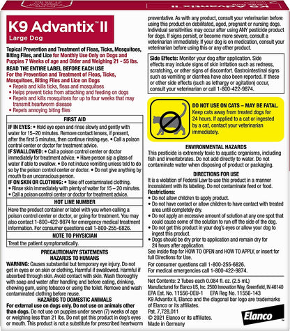 K9 Advantix II, Dogs 21-55 lbs, 4 pack