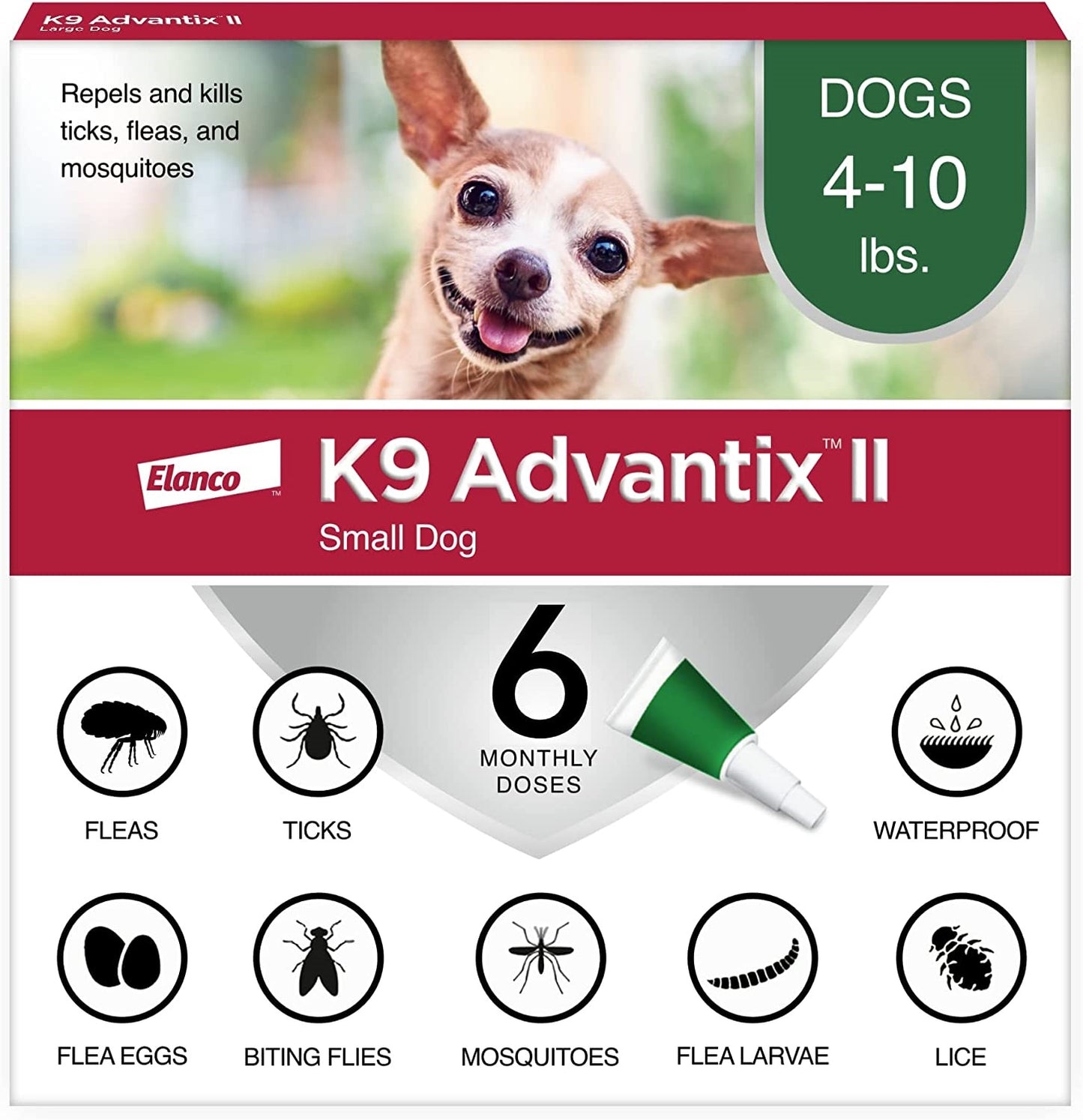 k9 advantix ii, dogs 4-10 lbs, 6 pack (updated weight)