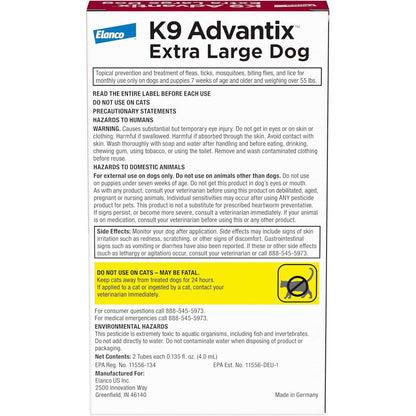 K9 Advantix Extra Large Dog 2pk