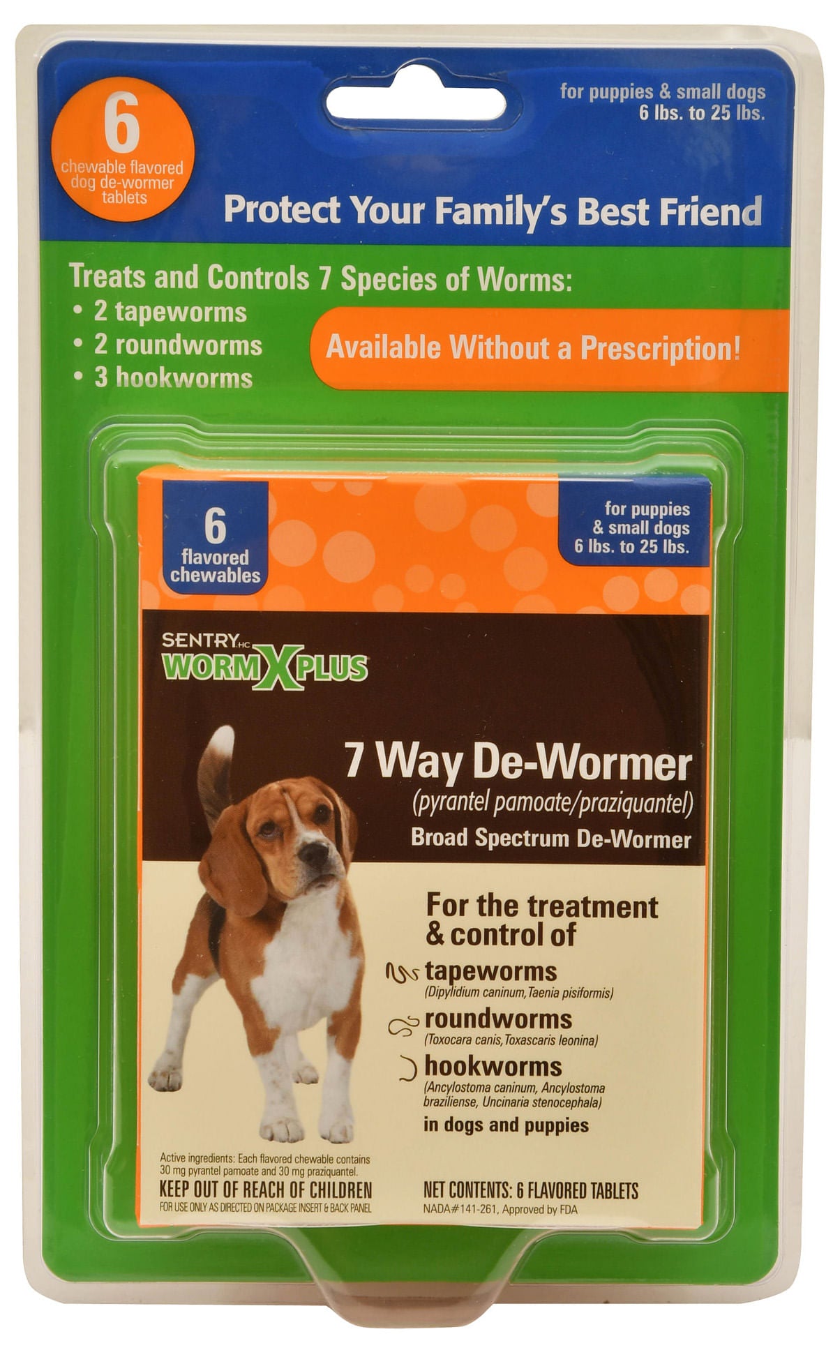 sentry hc wormx plus 7-way dewormer, small, 6 ct