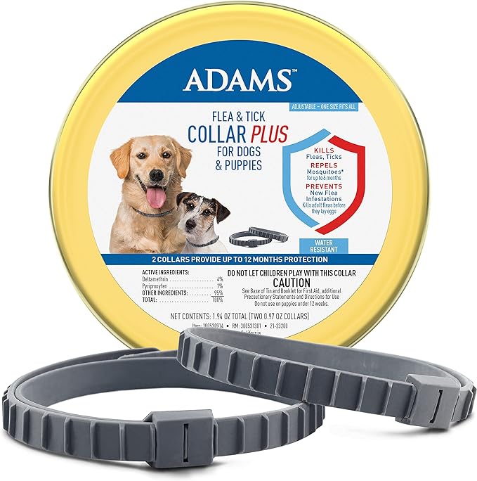 adams plus premium gold flea & tick collar for dogs, 2 pack, one size