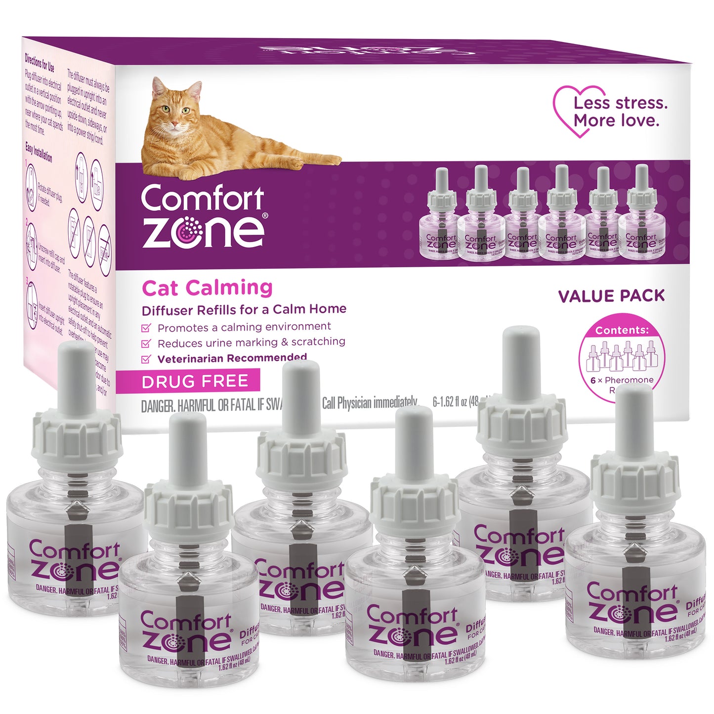 comfort zone calming diffuser refill 6 pack 48 180 day use