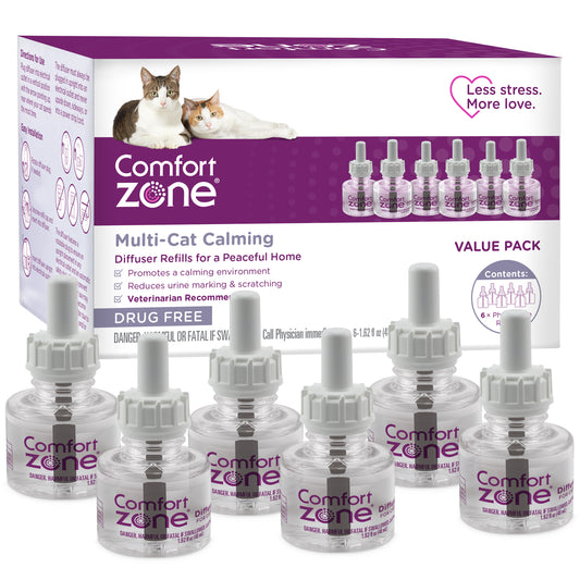 Comfort Zone Multicat Calming Diffuser Refill, 48 ml- 6 Pack, 180 Day Use
