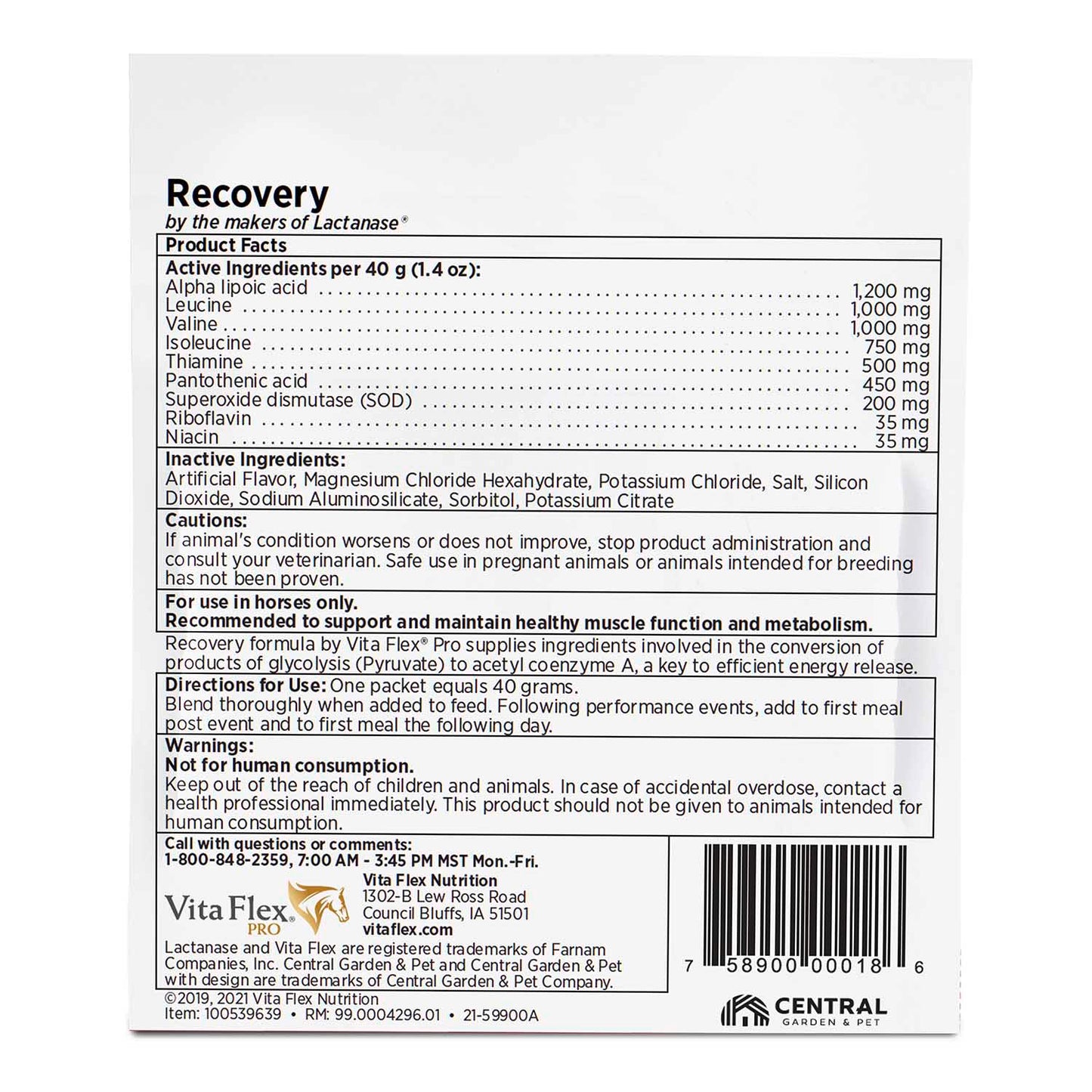 vita flex pro recovery post performance supplement, single serve packet