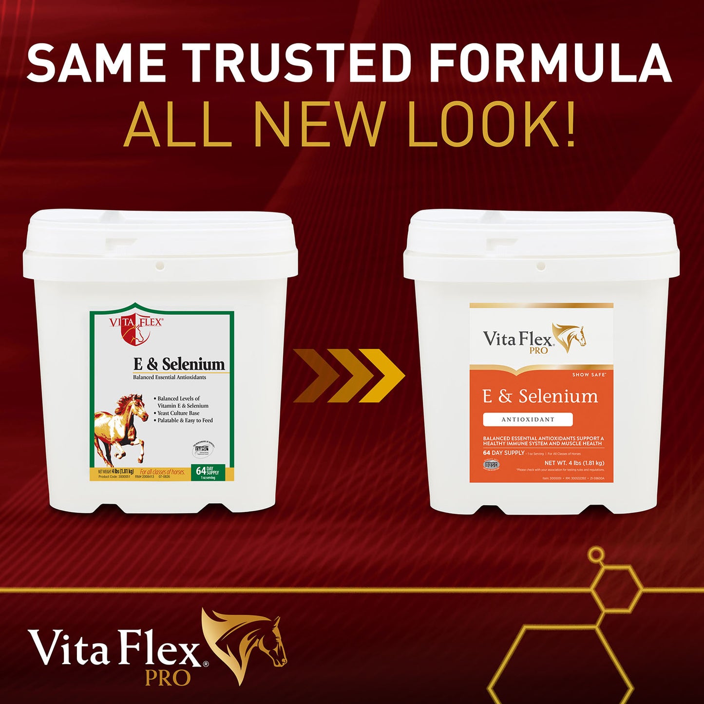 vita flex e and selenium supplement for horses, balanced essential antioxidants, 64 day supply