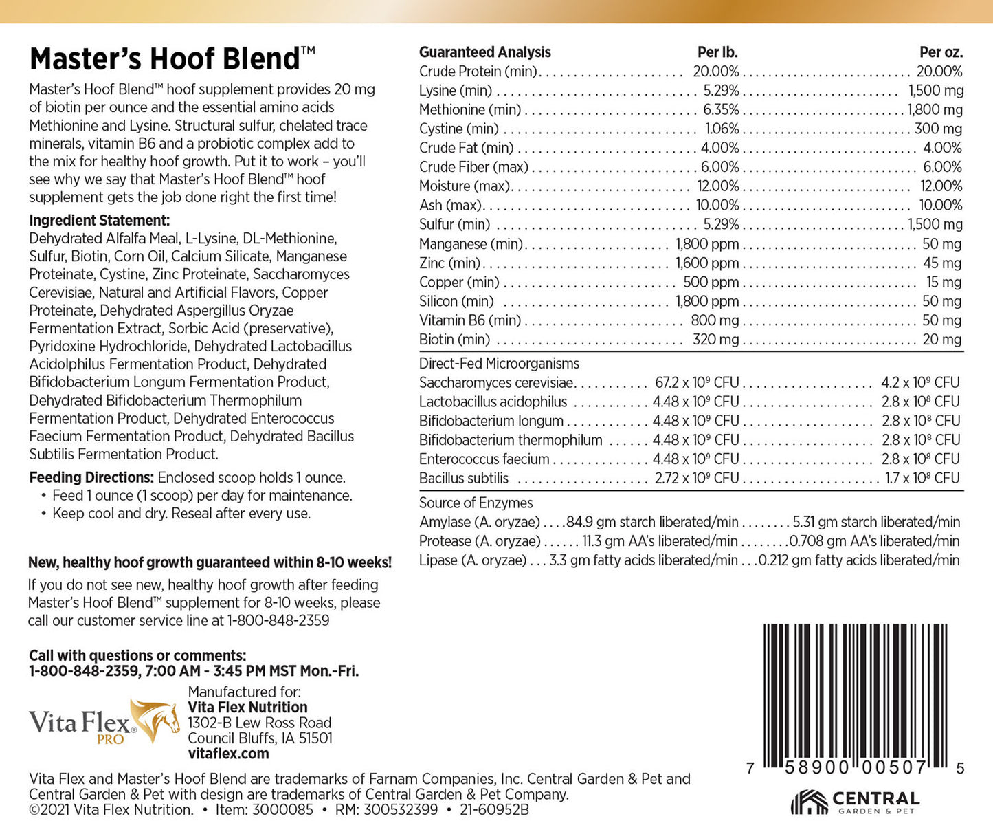 vita flex pro master's hoof blend formula, 8lbs