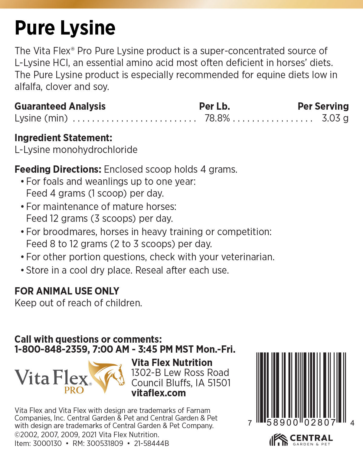 vita flex pure lysine, 151 day supply