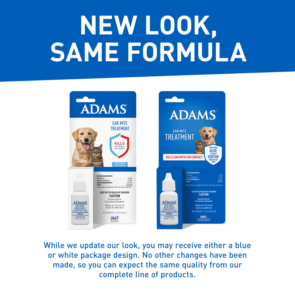 adams ear mite treatment for dogs and cats over 12 weeks, soothing aloe and lanolin formula, .5 fl oz