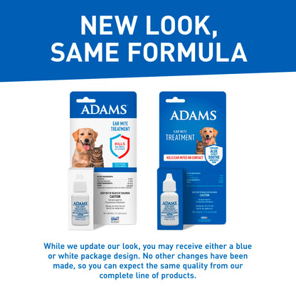 ADAMS Ear Mite Treatment For Dogs and Cats Over 12 Weeks, Soothing Aloe and Lanolin Formula, .5 Fl oz