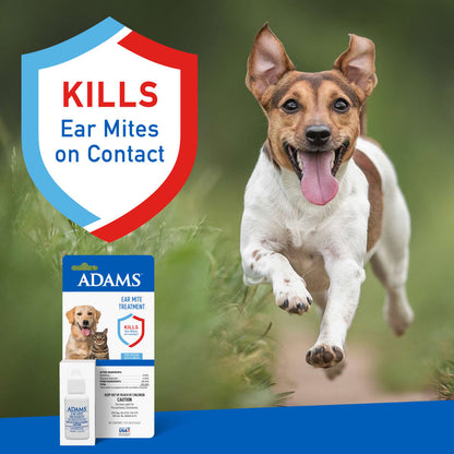 ADAMS Ear Mite Treatment For Dogs and Cats Over 12 Weeks, Soothing Aloe and Lanolin Formula, .5 Fl oz