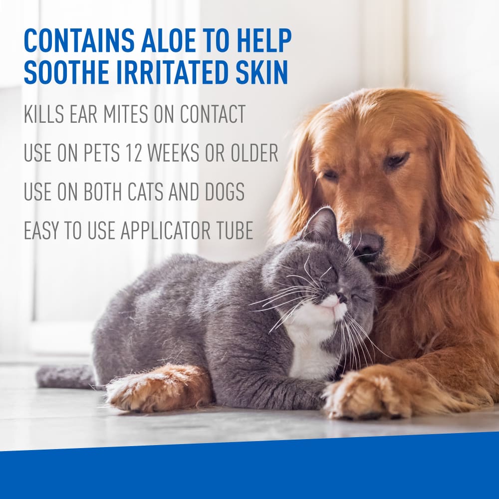 adams ear mite treatment for dogs and cats over 12 weeks, soothing aloe and lanolin formula, .5 fl oz