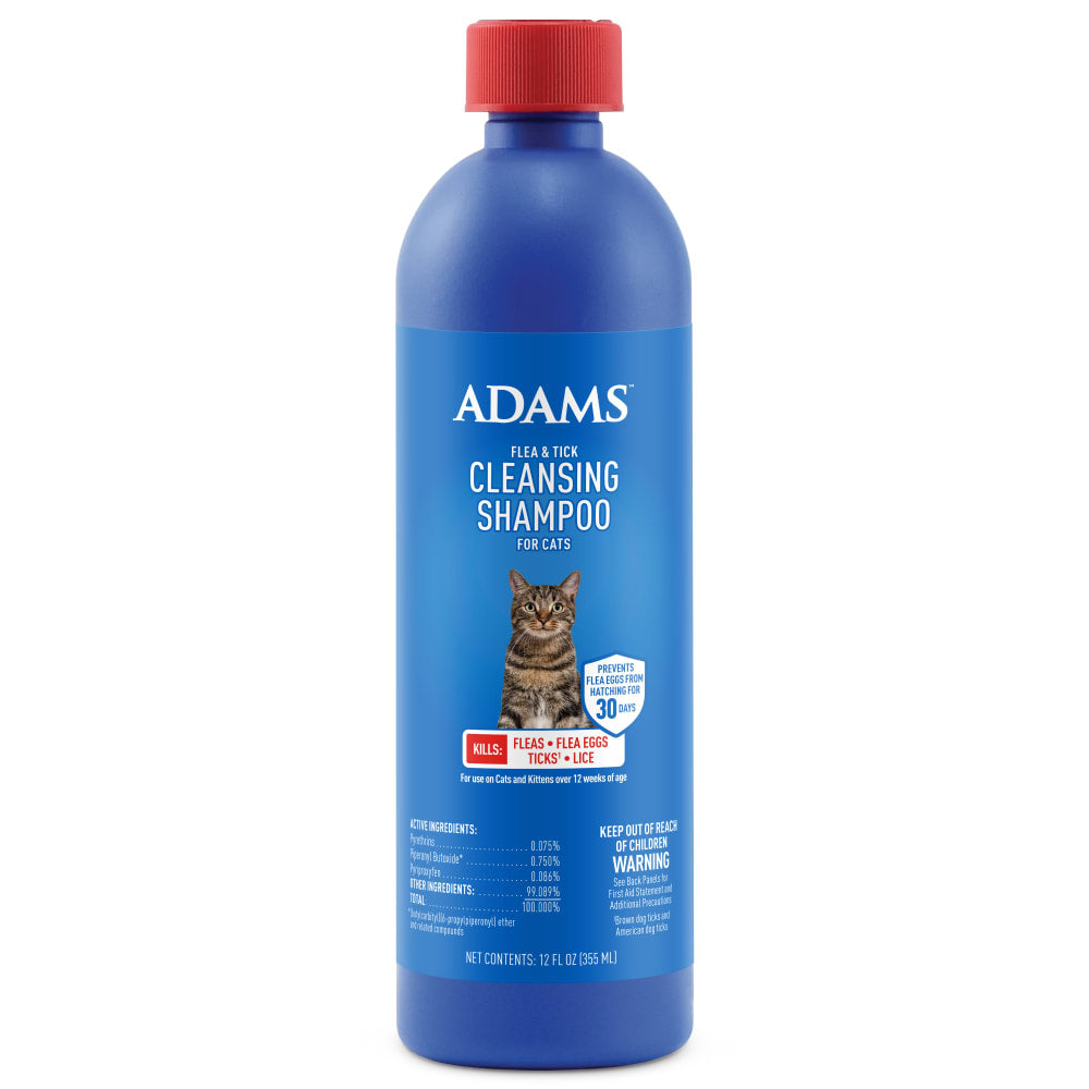 adams flea & tick cleansing shampoo for cats, 12 oz