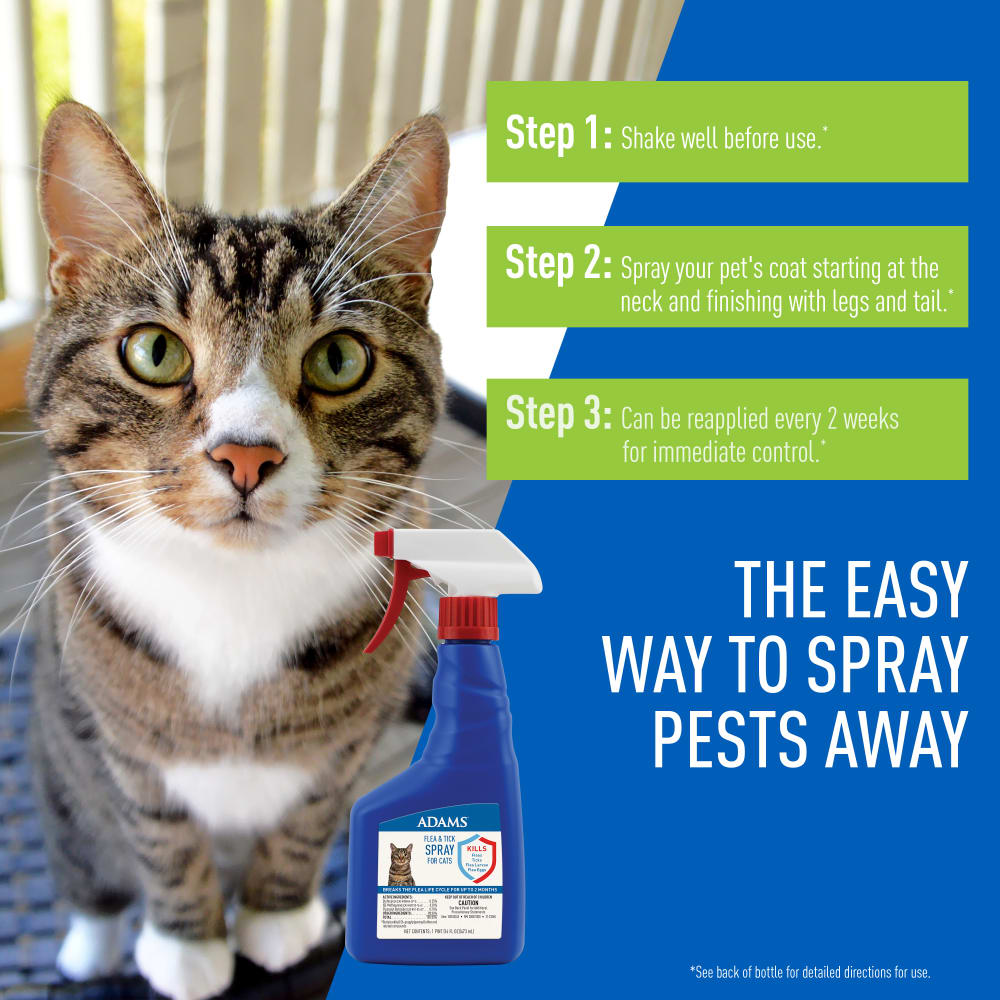 adams flea & tick spray for cats, 16 oz