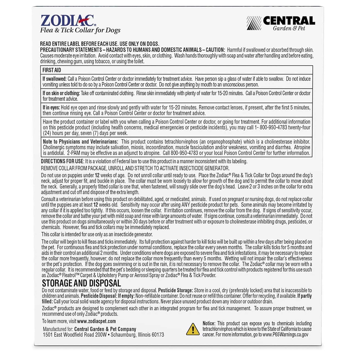 zodiac flea and tick collar for dogs large