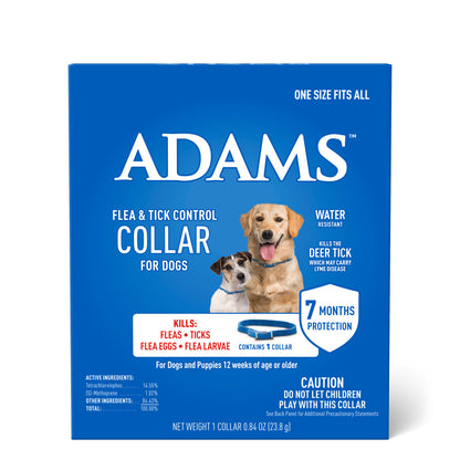 ADAMS Flea & Tick Control Collar for Dogs, 7-Month Protection, Adjustable One Size Collar Fits All