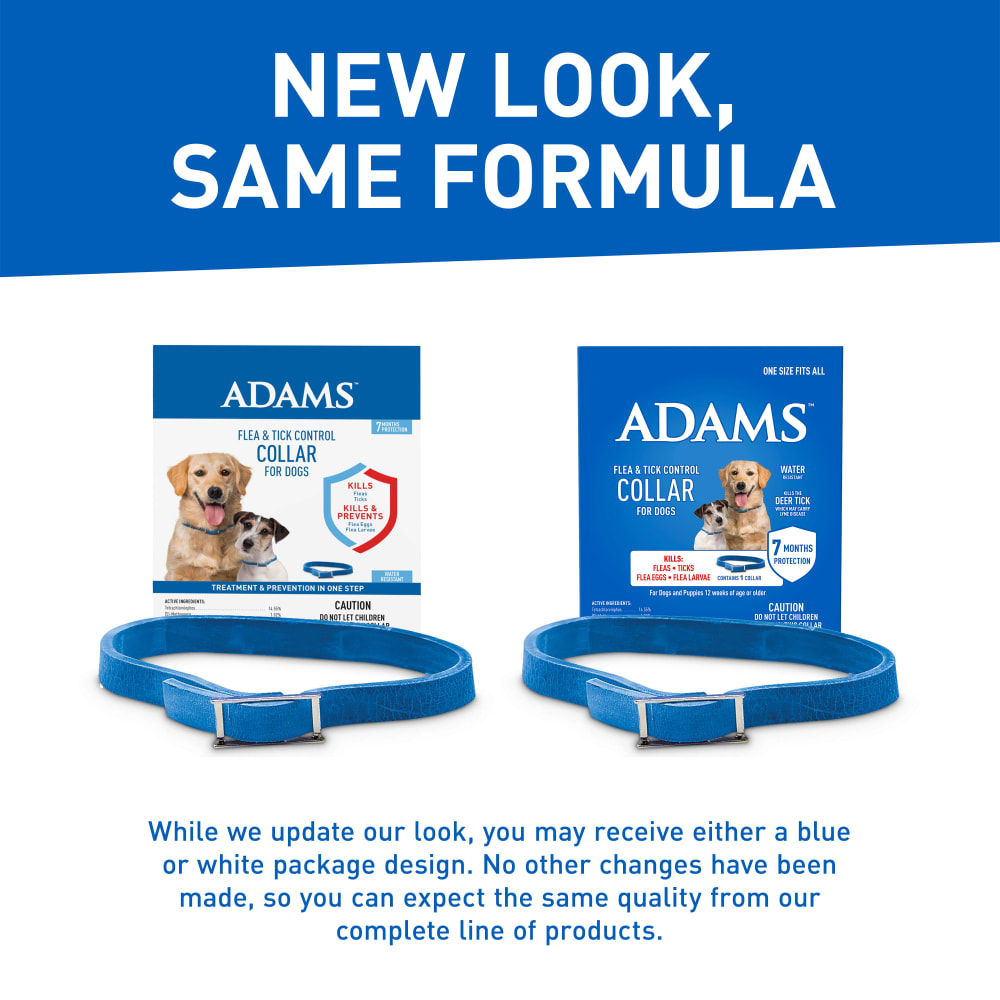 adams flea & tick control collar for dogs, 7-month protection, adjustable one size collar fits all