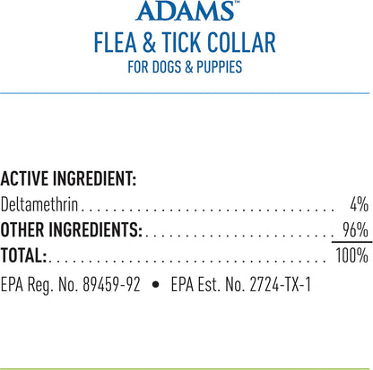 ADAMS Flea & Tick Collar for Dogs & Puppies, 2 Pack, 12 Months Protection, Adjustable One Size Collar Fits All Dogs 12 Weeks & Older