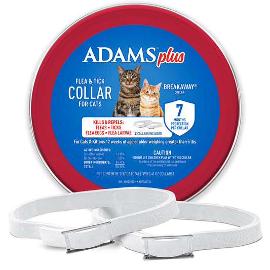 ADAMS Plus Flea & Tick Collar for Cats, Breakaway Collar, 2 Pack, 7 Months Protection (Flea and Tick Cat Collar)