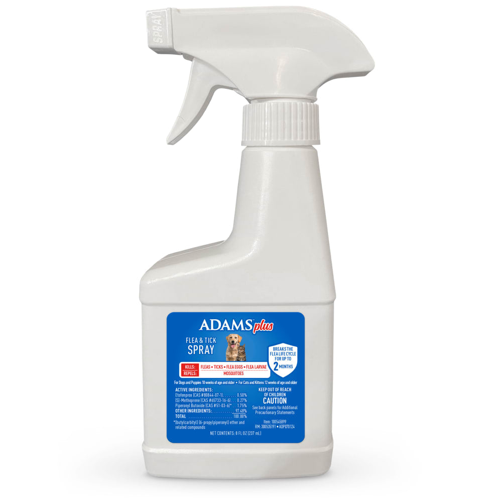 adams plus flea & tick spray, 8 oz