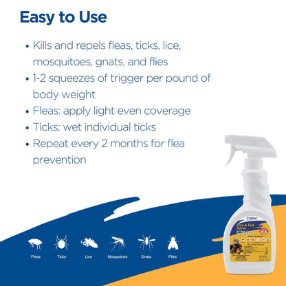Zodiac Flea & Tick Spray for Dogs, Cats, Puppies & Kittens 16 fluid ounces