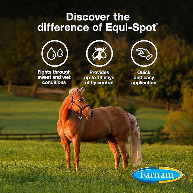 farnam equi-spot, horse fly control, long-lasting protection, 6 applications, 12-week supply for one horse