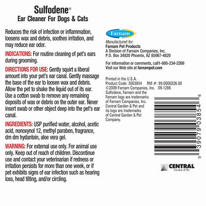 Sulfodene Ear Cleaner Antiseptic for Dogs and Cats, 4 oz
